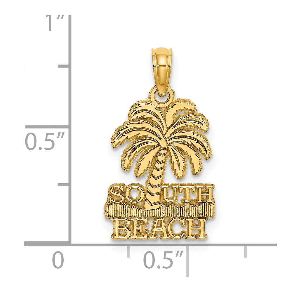 14k Yellow Gold SOUTH BEACH Palm Tree Charm
