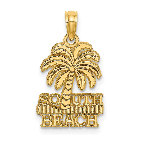 14k Yellow Gold SOUTH BEACH Palm Tree Charm