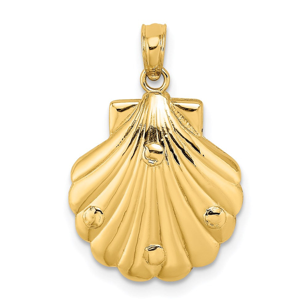 14k Yellow Gold Reversible Dolphins and Waves in Shell Charm