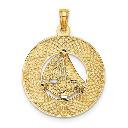 14k Yellow Gold SANIBEL w/Sailboat Circle Charm