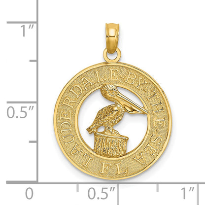 14k Yellow Gold LAUDERDALE-BY-THE-SEA FL w/Pelican Charm