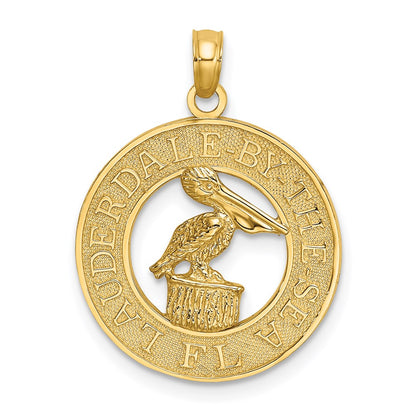 14k Yellow Gold LAUDERDALE-BY-THE-SEA FL w/Pelican Charm
