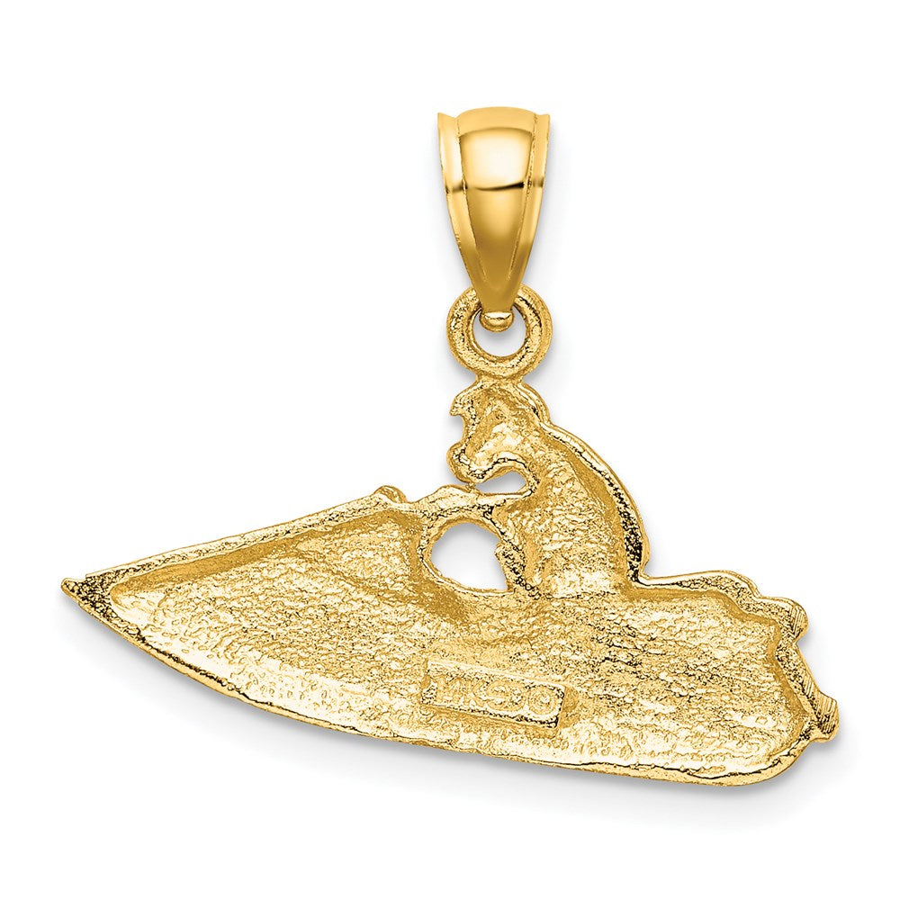 14k Yellow Gold Textured 2-D Jet Ski Charm