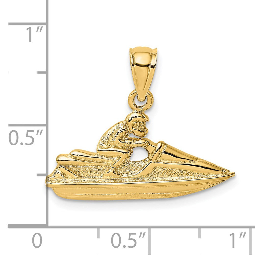 14k Yellow Gold Textured 2-D Jet Ski Charm