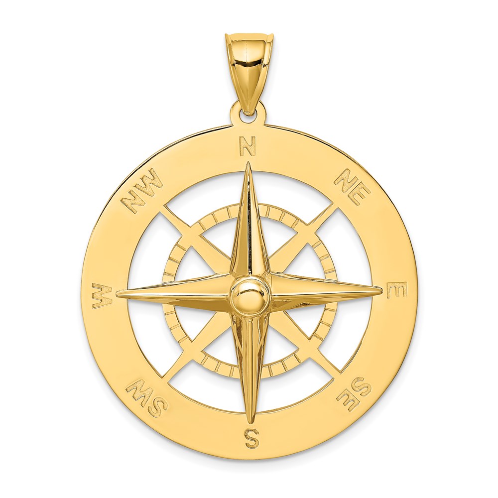 14k Yellow Gold Nautical Compass Charm