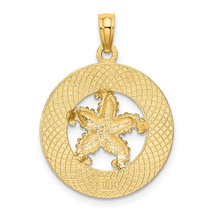 14k Yellow Gold TURKS AND CAICOS  w/ Starfish Circle Charm