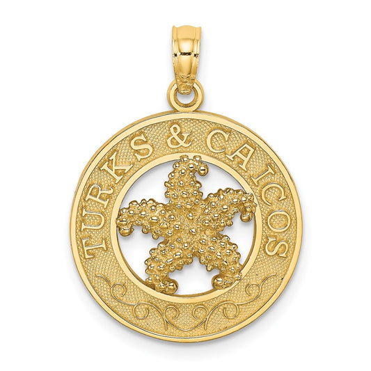 14k Yellow Gold TURKS AND CAICOS  w/ Starfish Circle Charm