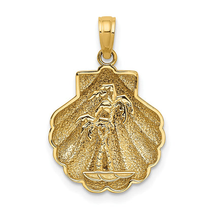 14k Yellow Gold Reversible Palm Trees in Shell Charm