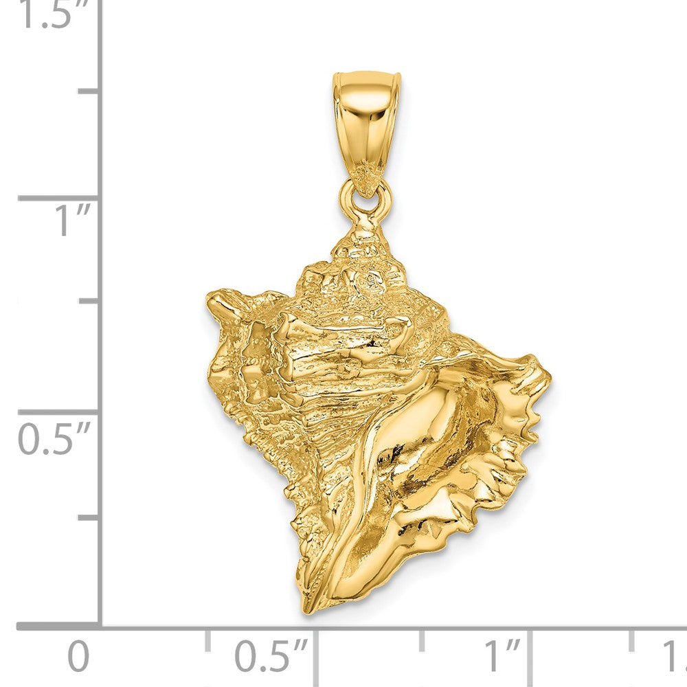14k Yellow Gold Textured Conch Shell Charm