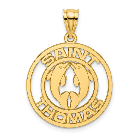 14k Yellow Gold SAINT THOMAS w/ Dolphins Charm