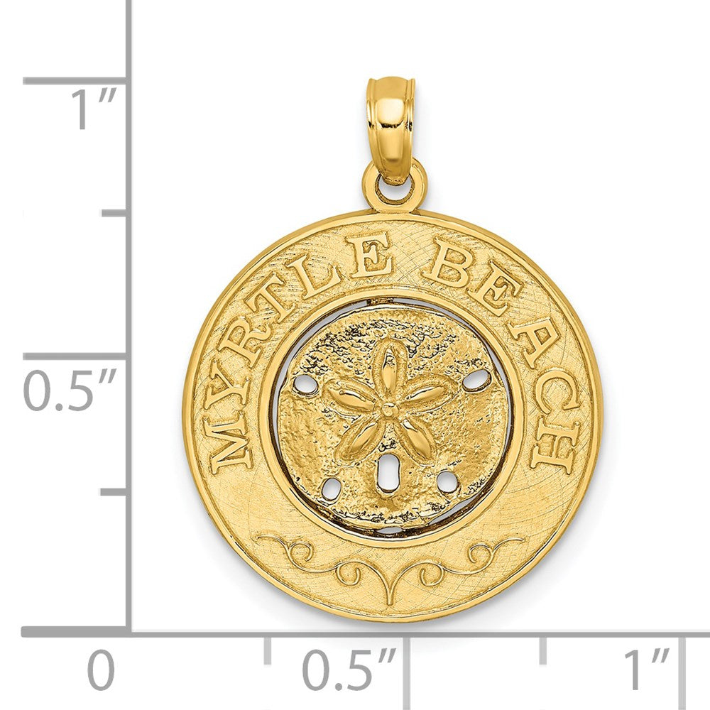 14k Yellow Gold MYRTLE BEACH w/Sand Dollar Circle Charm