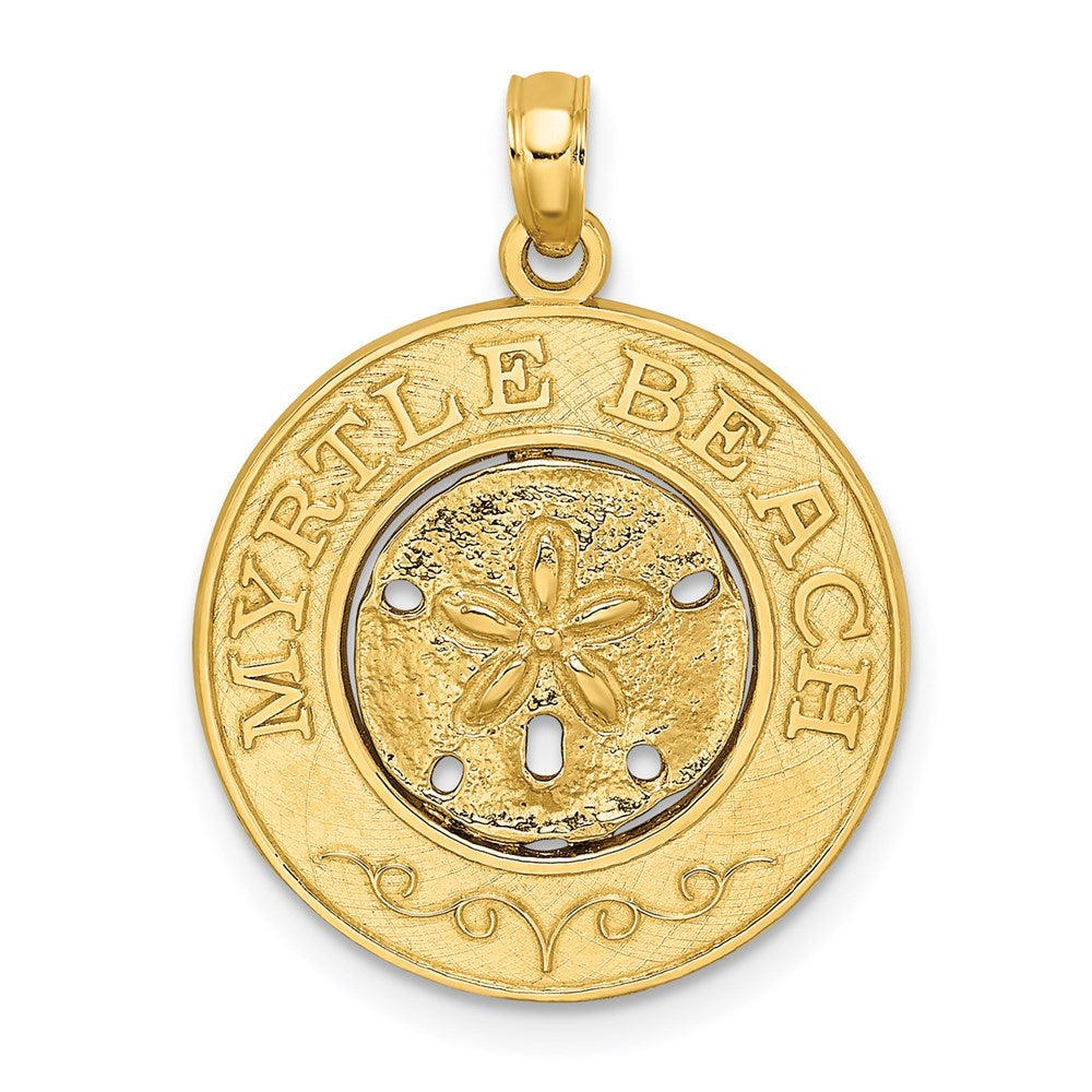 14k Yellow Gold MYRTLE BEACH w/Sand Dollar Circle Charm