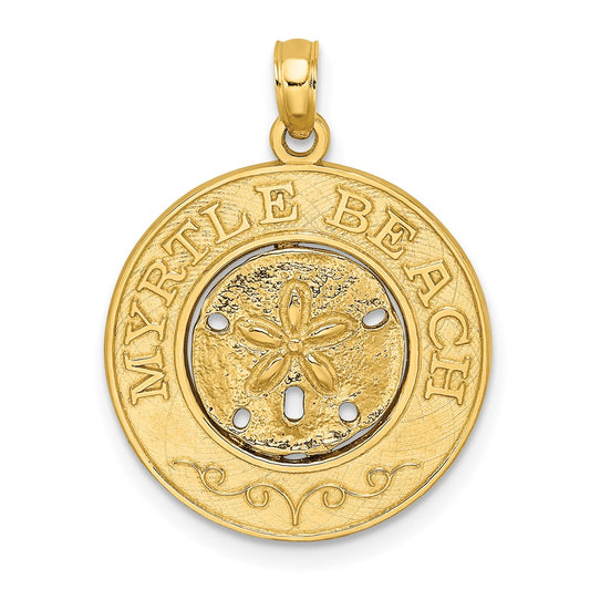 14k Yellow Gold MYRTLE BEACH w/Sand Dollar Circle Charm