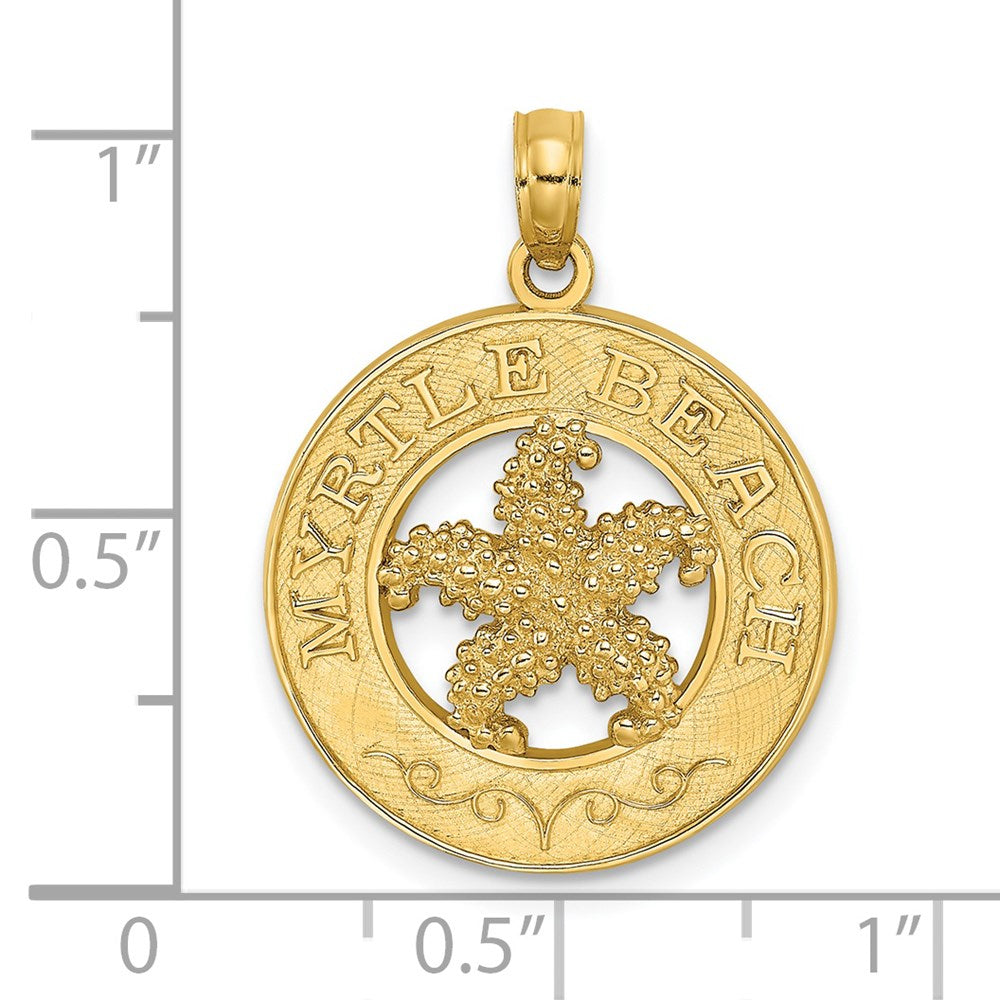 14k Yellow Gold MYRTLE BEACH w/Starfish Circle Charm