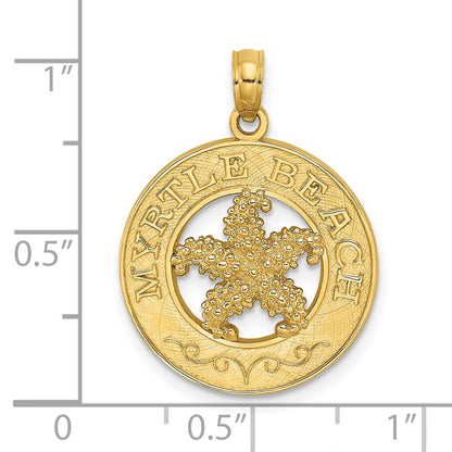 14k Yellow Gold MYRTLE BEACH w/Starfish Circle Charm