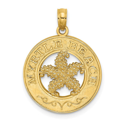 14k Yellow Gold MYRTLE BEACH w/Starfish Circle Charm