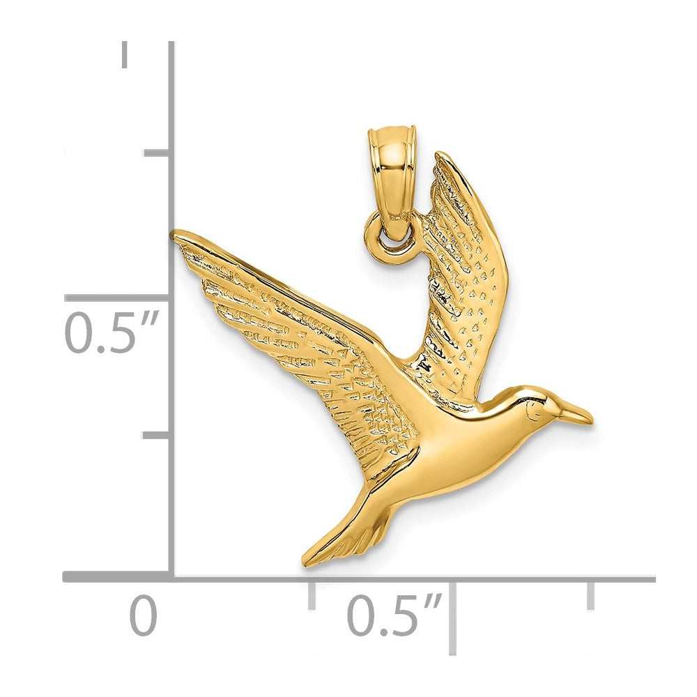 14k Yellow Gold Polished Flying Seagull Charm