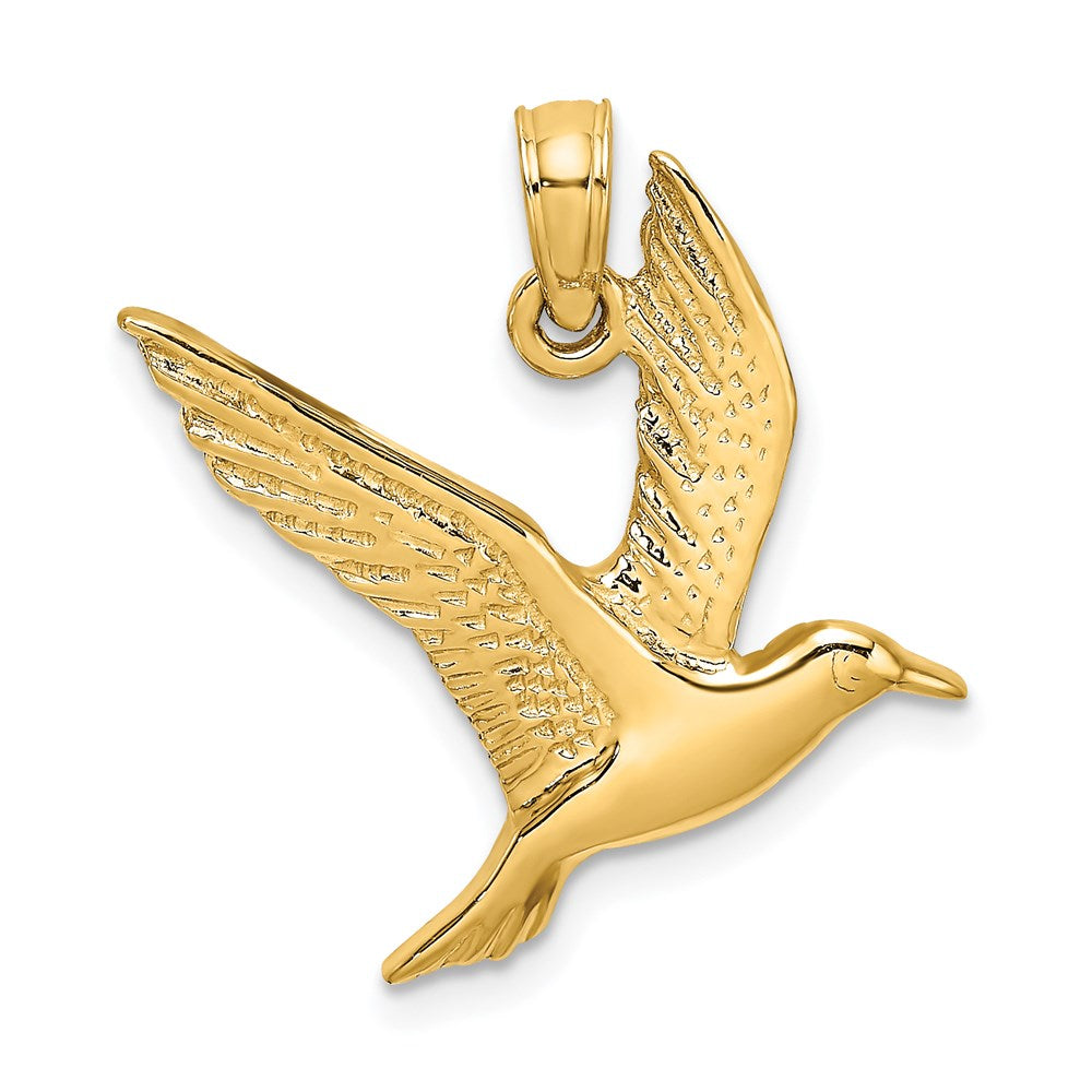 14k Yellow Gold Polished Flying Seagull Charm