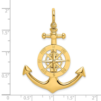 14k Yellow Gold Large Anchor w/ Nautical Compass Charm
