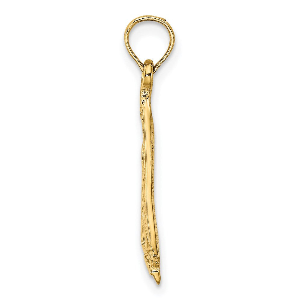 14k Yellow Gold Polished and Textured Sailboat Charm