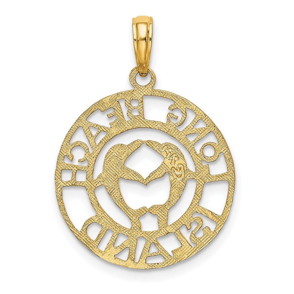 14k Yellow Gold LONG BEACH ISLAND w/ Dolphins Charm