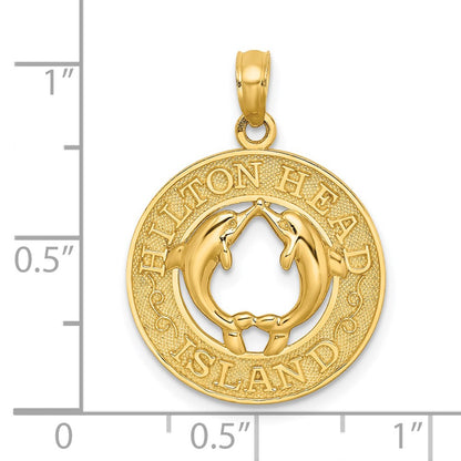 14k Yellow Gold HILTON HEAD ISLAND Dolphins Charm