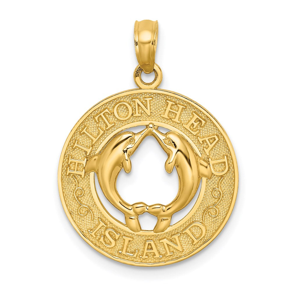 14k Yellow Gold HILTON HEAD ISLAND Dolphins Charm