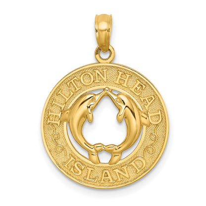 14k Yellow Gold HILTON HEAD ISLAND Dolphins Charm