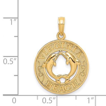 14k Yellow Gold VIRGINIA BEACH w/ Dolphins Charm