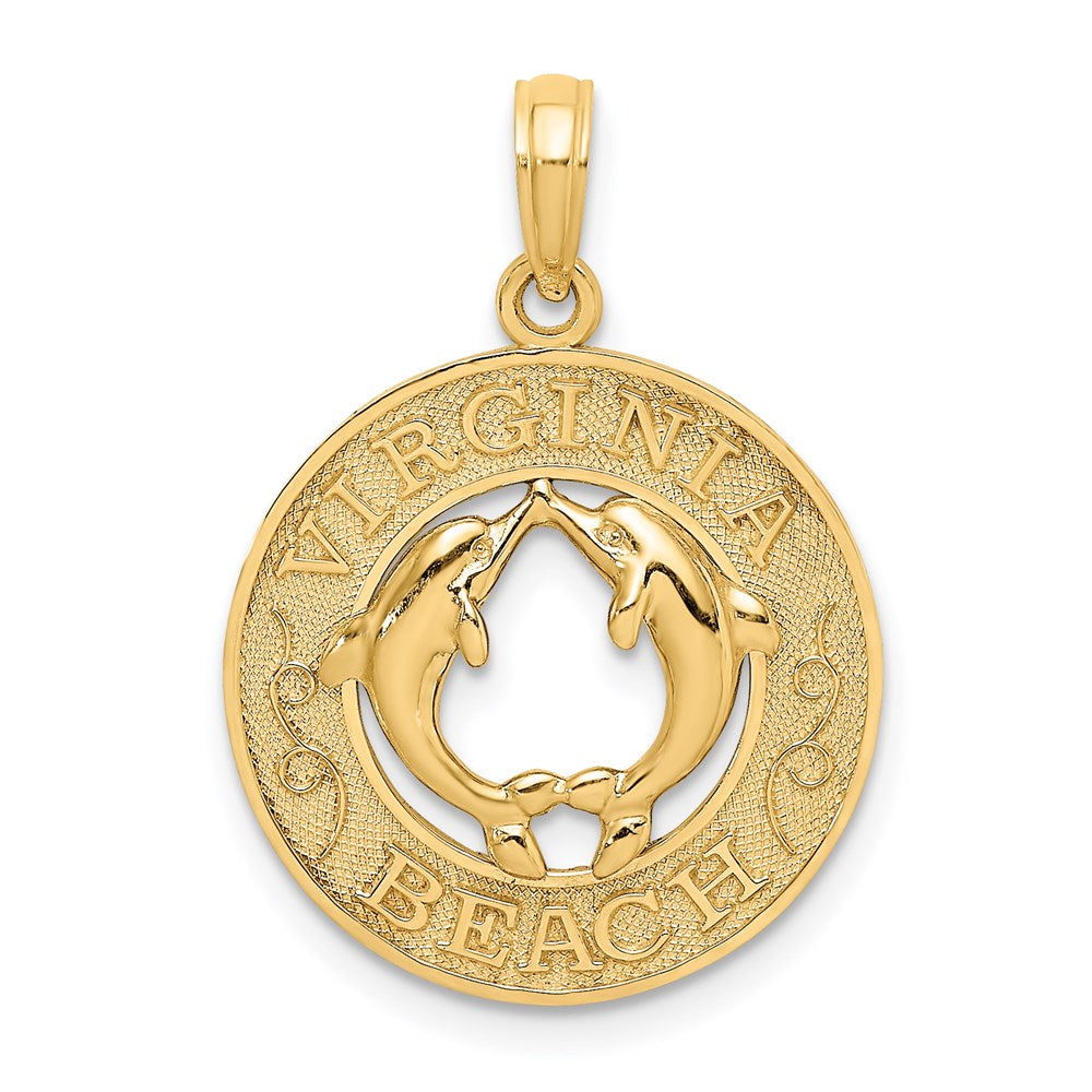 14k Yellow Gold VIRGINIA BEACH w/ Dolphins Charm