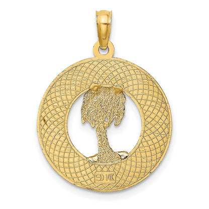 14k Yellow Gold MARCO ISLAND Circle w/ Palm Tree Charm