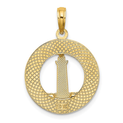 14k Yellow Gold HILTON HEAD Lighthouse Round Charm
