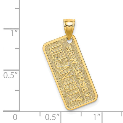 14k Yellow Gold Textured OCEAN CITY NJ License Plate Charm