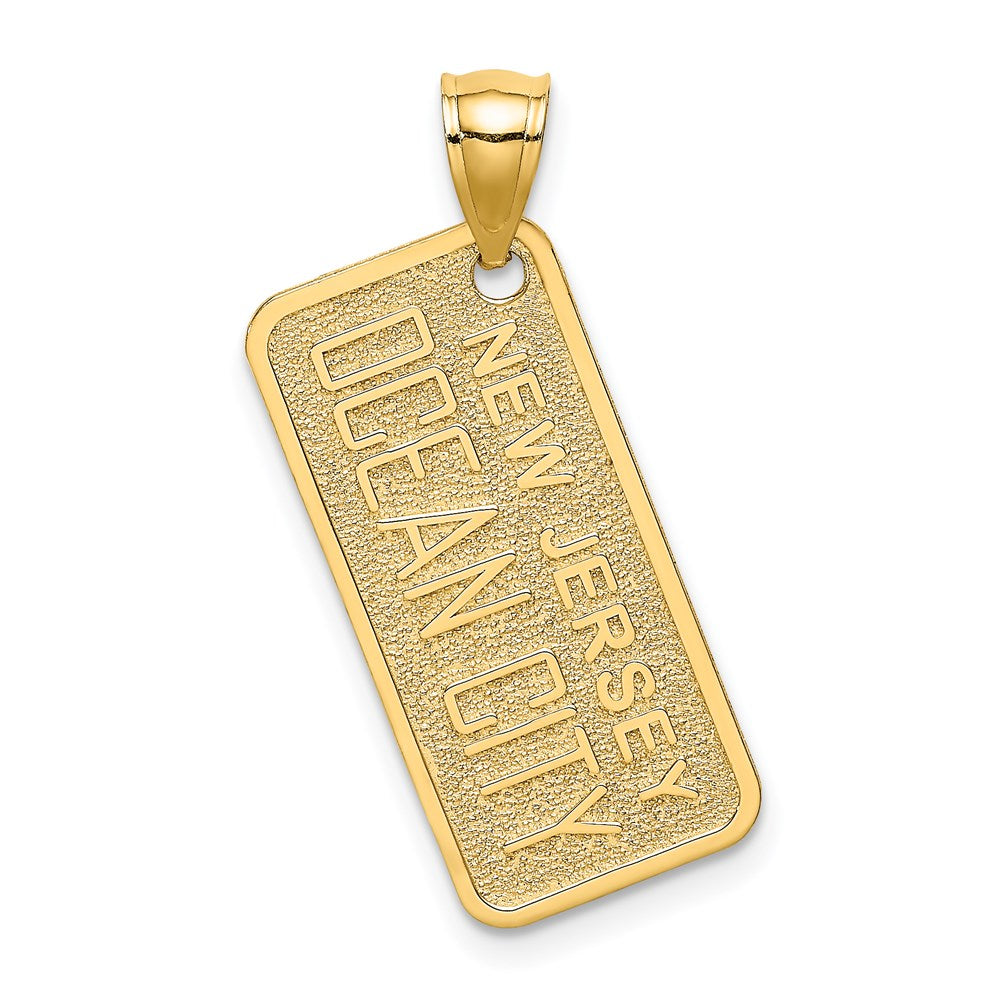 14k Yellow Gold Textured OCEAN CITY NJ License Plate Charm