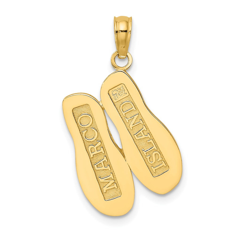 14k Yellow Gold Polished Large MARCO ISLAND Double Flip-Flop Charm