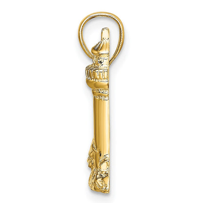14k Yellow Gold 2-D Nubble Lighthouse Charm