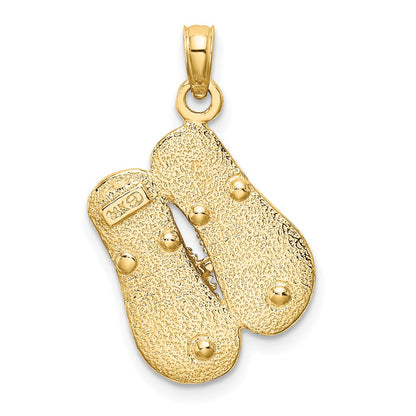 14k Yellow Gold Large Textured Strap Double Flip-Flop Charm