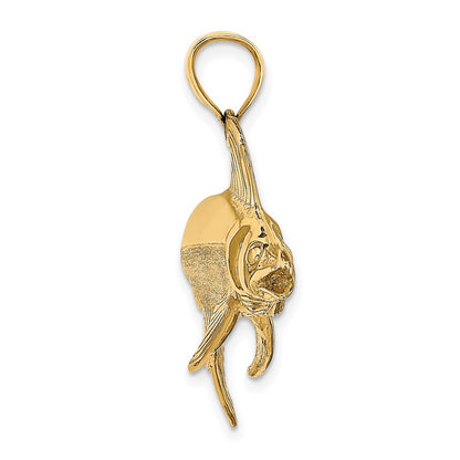 14k Yellow Gold 3-D Polished/Satin Swordfish Charm