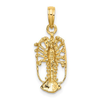 14k Yellow Gold Florida Lobster with Out Claws Charm