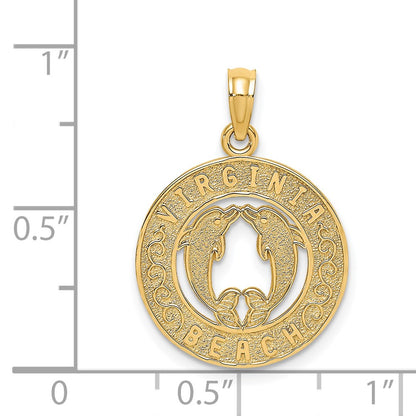 14k Yellow Gold VIRGINIA BEACH w/Dolphins Charm