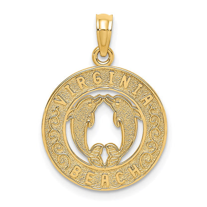 14k Yellow Gold VIRGINIA BEACH w/Dolphins Charm