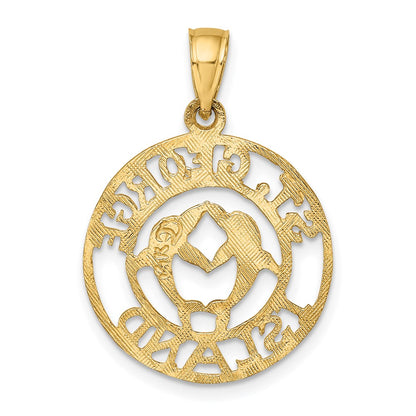 14k Yellow Gold ST. GEORGE ISLAND w/DOLPHINS Circle Charm