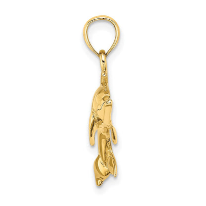 14k Yellow Gold Polished Swimming Dolphin Charm