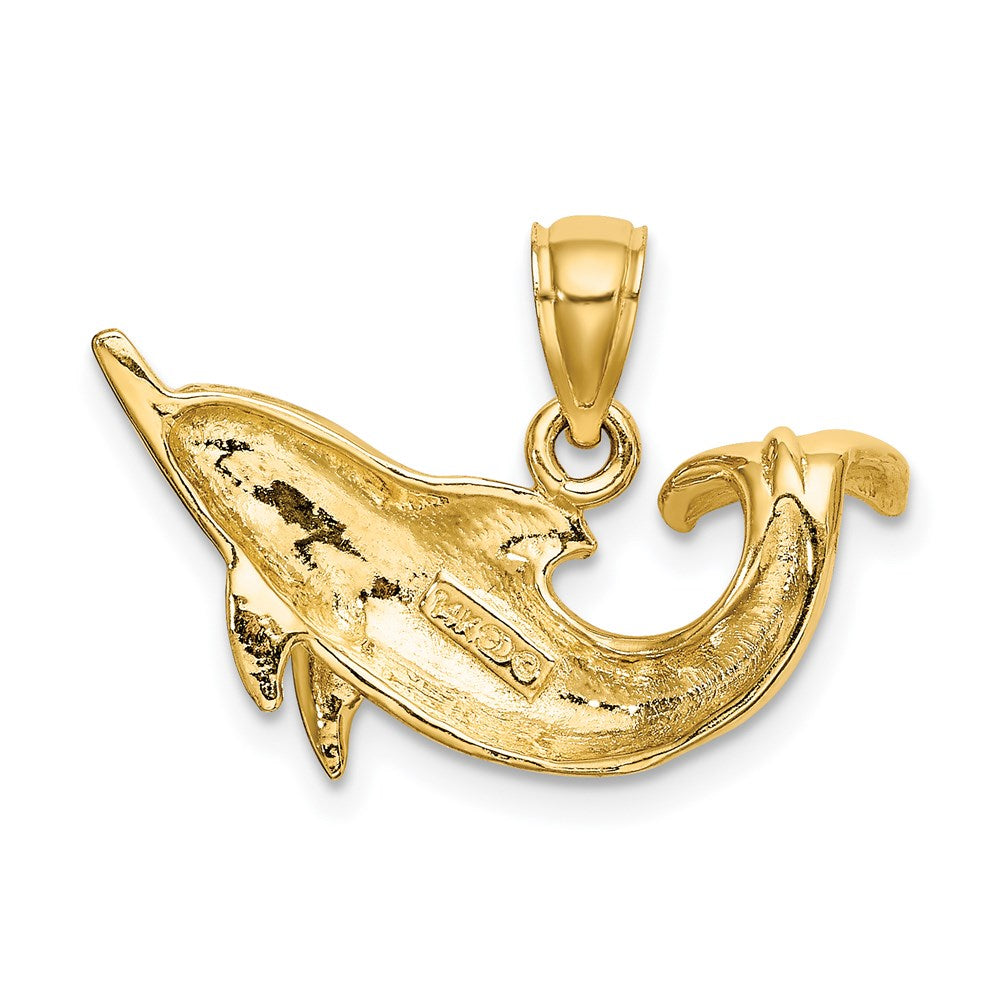 14k Yellow Gold Polished Dolphin Charm