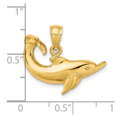 14k Yellow Gold Polished Dolphin Charm