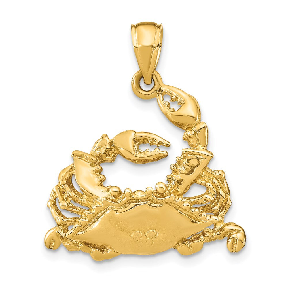 14k Yellow Gold Polished Blue Crab Charm