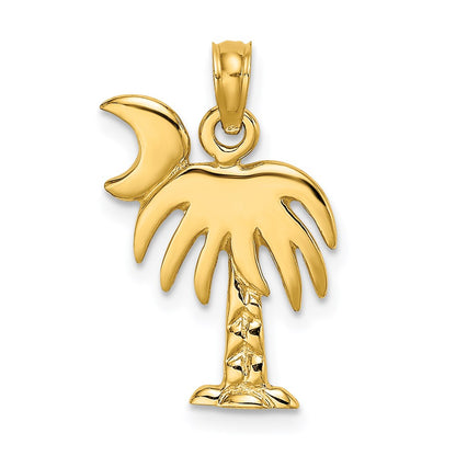14k Yellow Gold Polished Charleston Palm Tree Charm