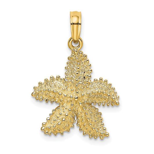 14k Yellow Gold Textured Starfish Charm
