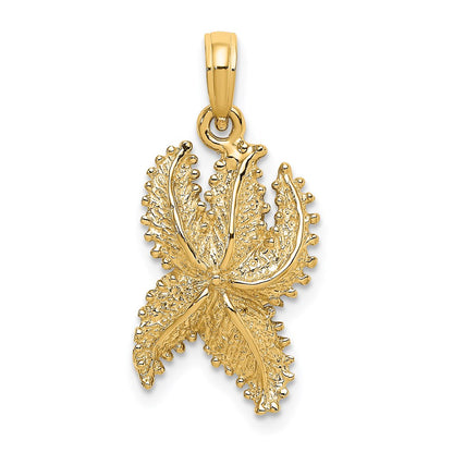 14k Yellow Gold Textured Starfish Charm