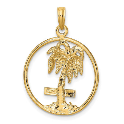 14k Yellow Gold MARCO IS. Palm Tree Round Charm